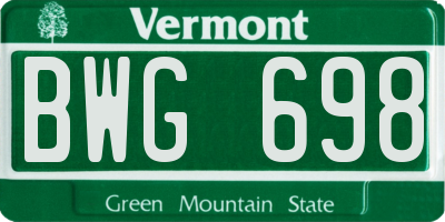 VT license plate BWG698