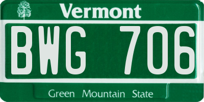 VT license plate BWG706
