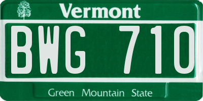 VT license plate BWG710