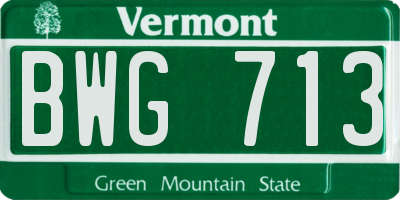 VT license plate BWG713