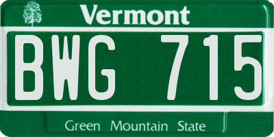VT license plate BWG715