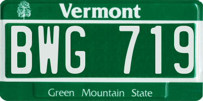 VT license plate BWG719