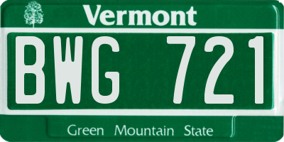 VT license plate BWG721