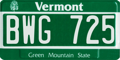 VT license plate BWG725