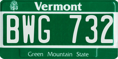 VT license plate BWG732