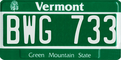 VT license plate BWG733