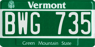 VT license plate BWG735