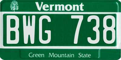 VT license plate BWG738