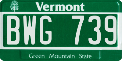 VT license plate BWG739