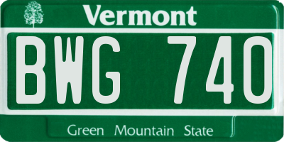 VT license plate BWG740