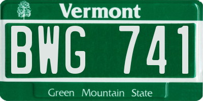VT license plate BWG741