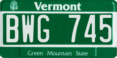 VT license plate BWG745