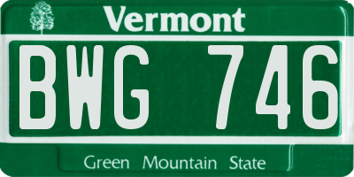VT license plate BWG746