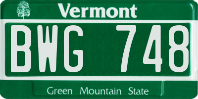 VT license plate BWG748