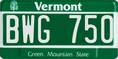 VT license plate BWG750