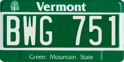 VT license plate BWG751