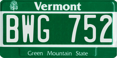 VT license plate BWG752