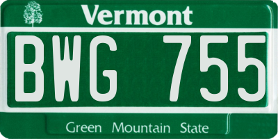 VT license plate BWG755