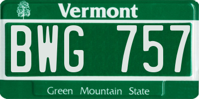 VT license plate BWG757