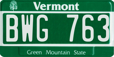 VT license plate BWG763