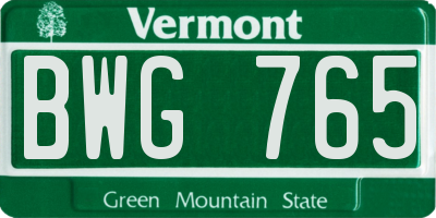 VT license plate BWG765