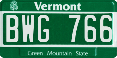 VT license plate BWG766