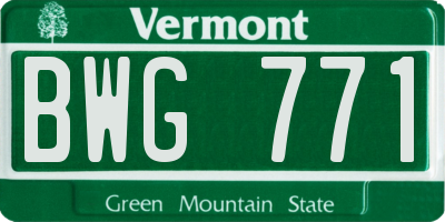 VT license plate BWG771