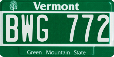 VT license plate BWG772