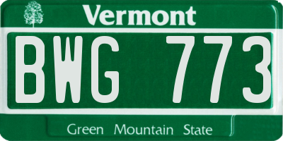 VT license plate BWG773