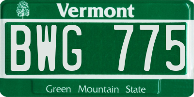 VT license plate BWG775