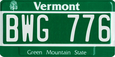 VT license plate BWG776