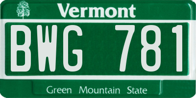 VT license plate BWG781