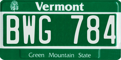 VT license plate BWG784