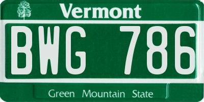 VT license plate BWG786