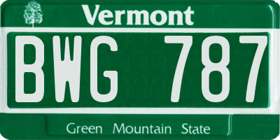 VT license plate BWG787