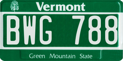 VT license plate BWG788