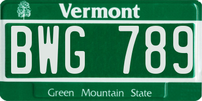 VT license plate BWG789