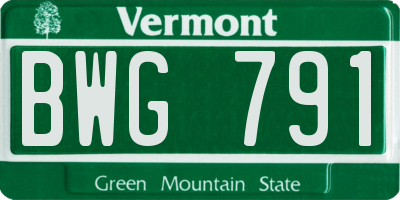 VT license plate BWG791