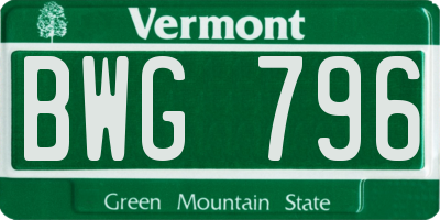 VT license plate BWG796