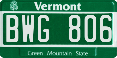 VT license plate BWG806