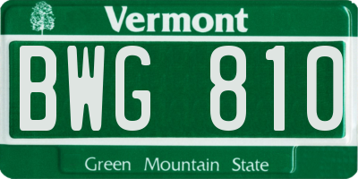 VT license plate BWG810