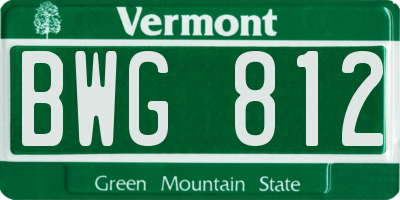 VT license plate BWG812