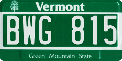VT license plate BWG815