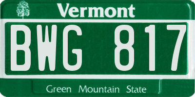 VT license plate BWG817