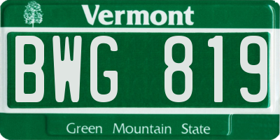 VT license plate BWG819