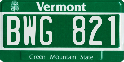 VT license plate BWG821