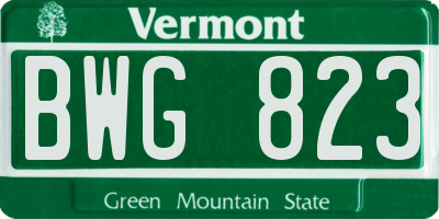 VT license plate BWG823