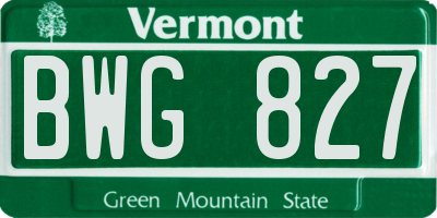 VT license plate BWG827