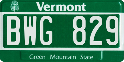 VT license plate BWG829