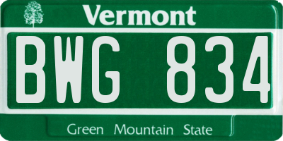 VT license plate BWG834
